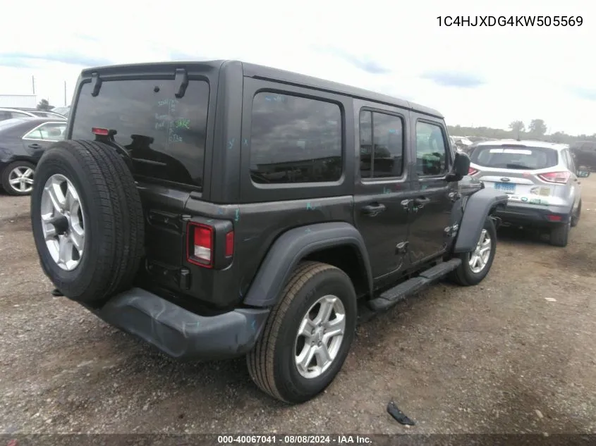 1C4HJXDG4KW505569 2019 Jeep Wrangler Unlimited Sport S 4X4