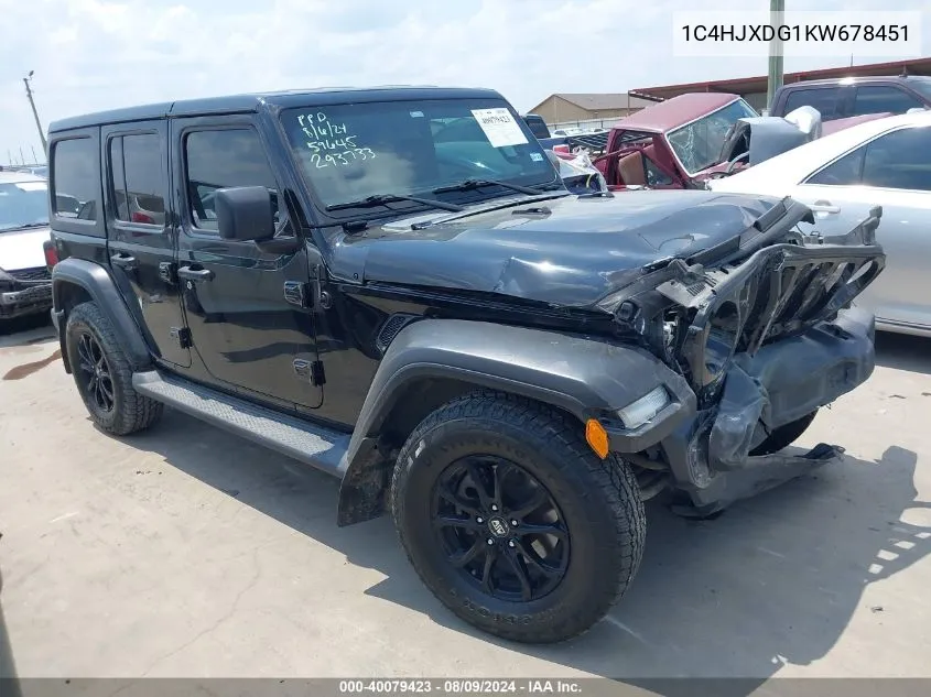 1C4HJXDG1KW678451 2019 Jeep Wrangler Unlimited Sport S 4X4