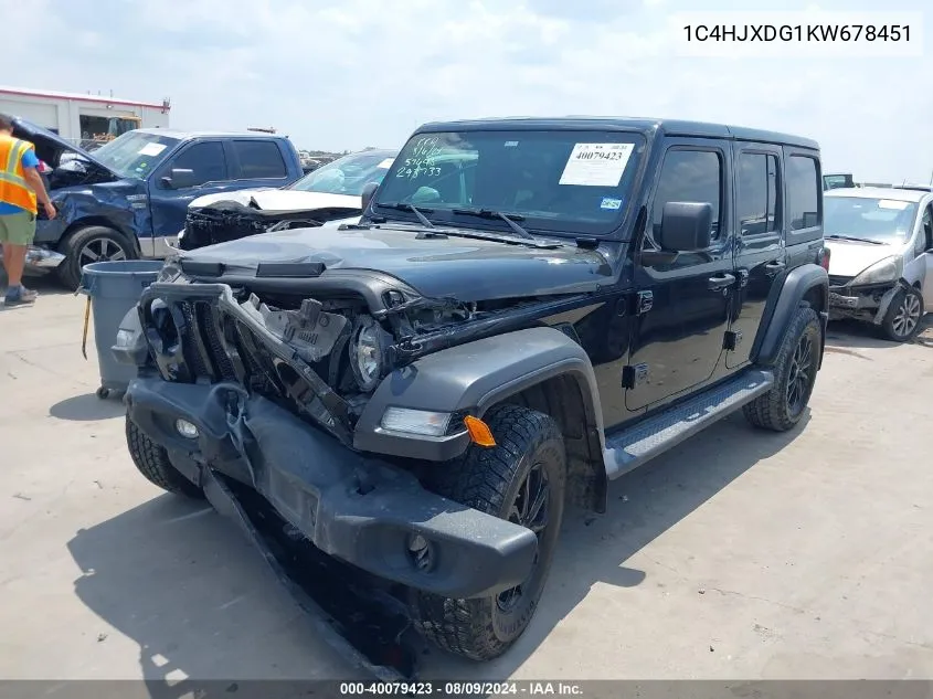 2019 Jeep Wrangler Unlimited Sport S 4X4 VIN: 1C4HJXDG1KW678451 Lot: 40079423