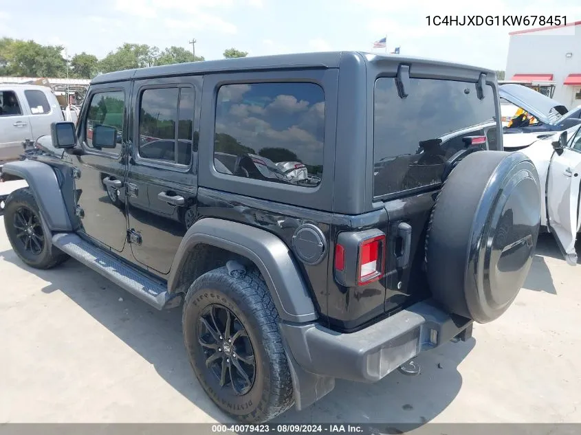 2019 Jeep Wrangler Unlimited Sport S 4X4 VIN: 1C4HJXDG1KW678451 Lot: 40079423