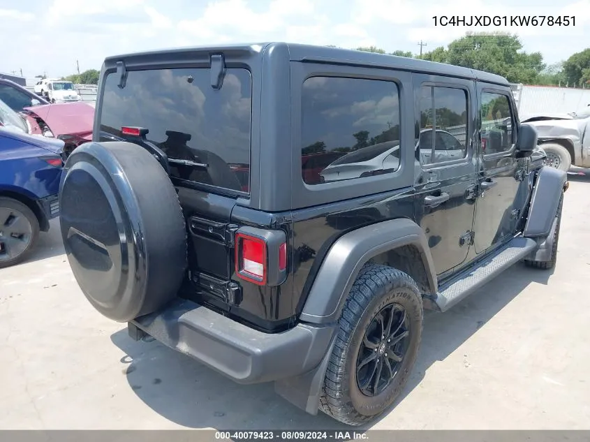 2019 Jeep Wrangler Unlimited Sport S 4X4 VIN: 1C4HJXDG1KW678451 Lot: 40079423