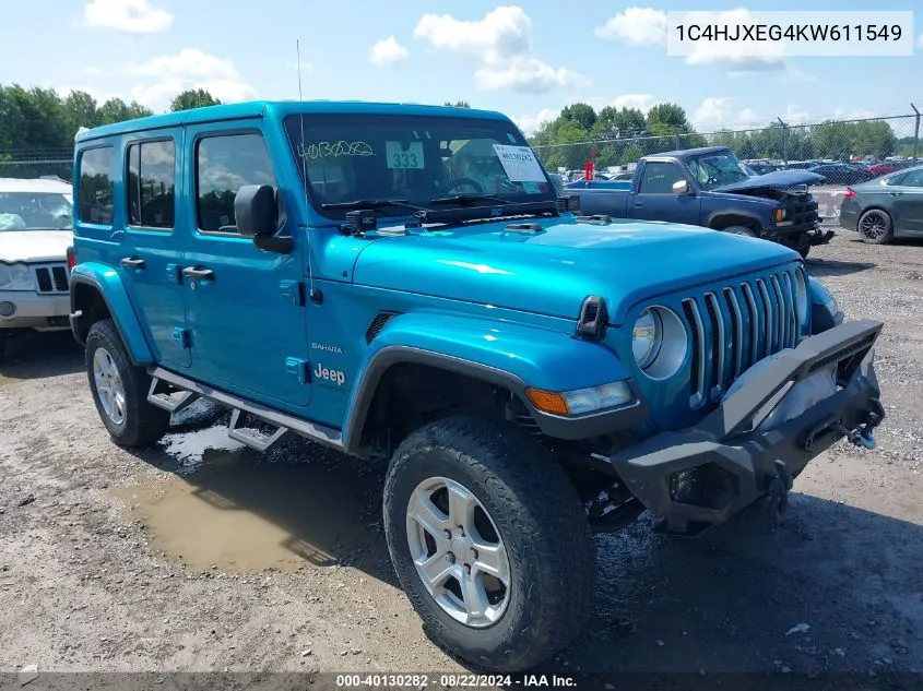 2019 Jeep Wrangler Unlimited Sahara VIN: 1C4HJXEG4KW611549 Lot: 40130282