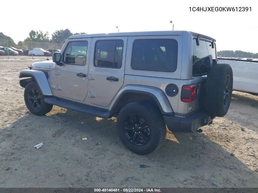 2019 Jeep Wrangler Unlimited Sahara 4X4 VIN: 1C4HJXEG0KW612391 Lot: 40140481