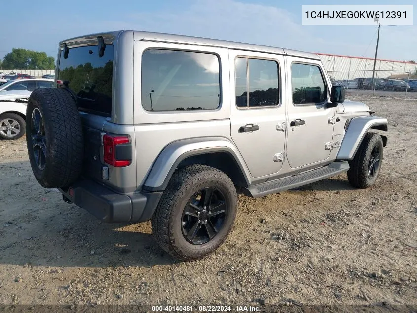 2019 Jeep Wrangler Unlimited Sahara 4X4 VIN: 1C4HJXEG0KW612391 Lot: 40140481