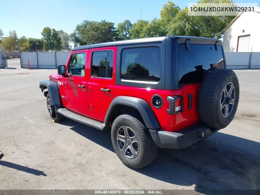 2019 Jeep Wrangler Unlimited Sport VIN: 1C4HJXDGXKW529231 Lot: 40140970