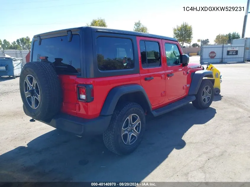 2019 Jeep Wrangler Unlimited Sport VIN: 1C4HJXDGXKW529231 Lot: 40140970