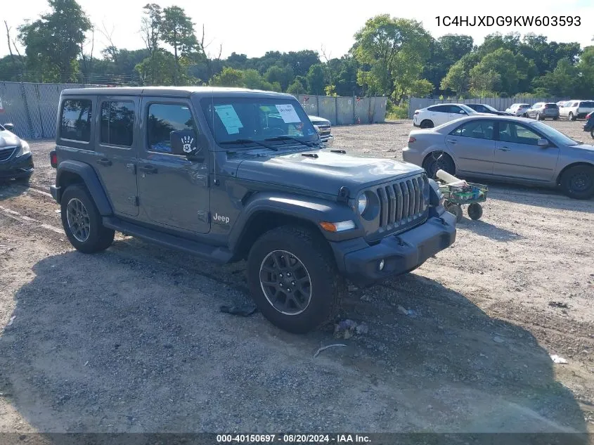 2019 Jeep Wrangler Unlimited Sport VIN: 1C4HJXDG9KW603593 Lot: 40150697