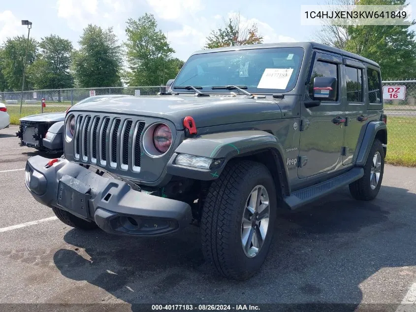 2019 Jeep Wrangler Unlimited Sahara 4X4 VIN: 1C4HJXEN3KW641849 Lot: 40177183