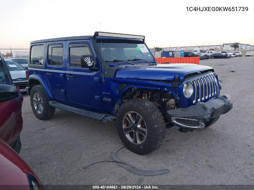 1C4HJXEG0KW651739 2019 Jeep Wrangler Unlimited Sahara 4X4