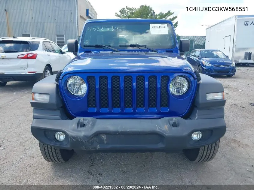 1C4HJXDG3KW568551 2019 Jeep Wrangler Unlimited Sport S 4X4