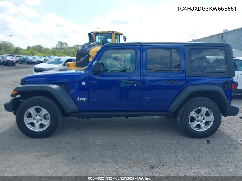 2019 Jeep Wrangler Unlimited Sport S 4X4 VIN: 1C4HJXDG3KW568551 Lot: 40221532