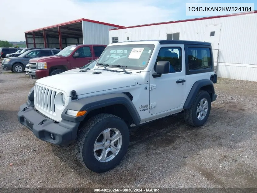 1C4GJXAN2KW524104 2019 Jeep Wrangler Sport S 4X4