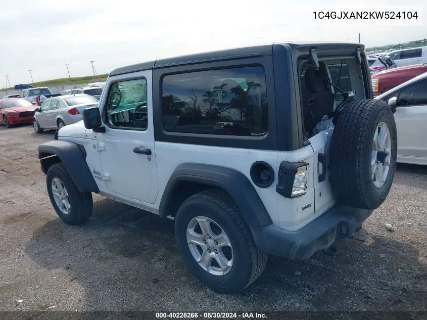 1C4GJXAN2KW524104 2019 Jeep Wrangler Sport S 4X4