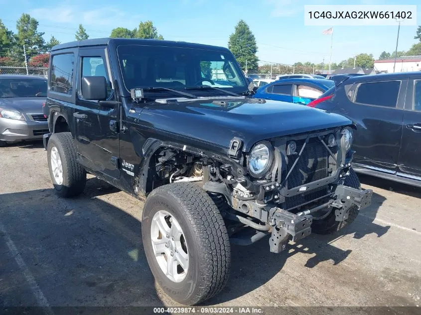 2019 Jeep Wrangler Sport S 4X4 VIN: 1C4GJXAG2KW661402 Lot: 40239874