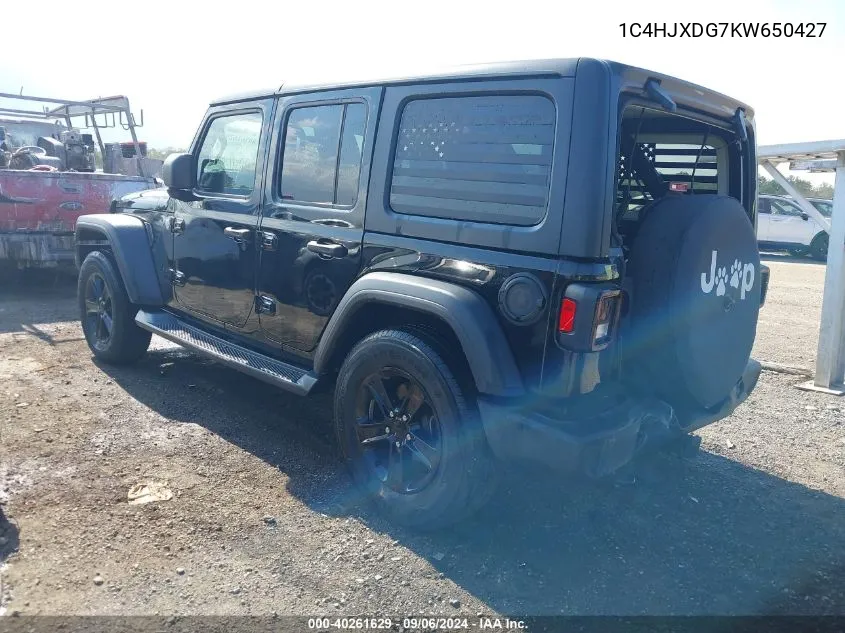 2019 Jeep Wrangler Unlimited Sport Altitude 4X4 VIN: 1C4HJXDG7KW650427 Lot: 40261629