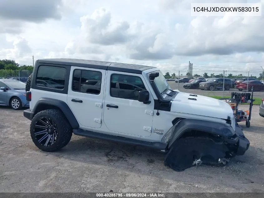 2019 Jeep Wrangler Unlimited Sport VIN: 1C4HJXDGXKW583015 Lot: 40285795