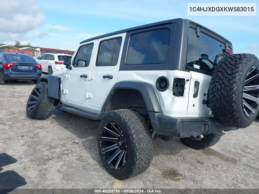 2019 Jeep Wrangler Unlimited Sport VIN: 1C4HJXDGXKW583015 Lot: 40285795