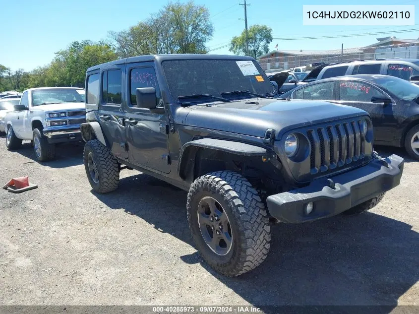 2019 Jeep Wrangler Unlimited Sport VIN: 1C4HJXDG2KW602110 Lot: 40285973