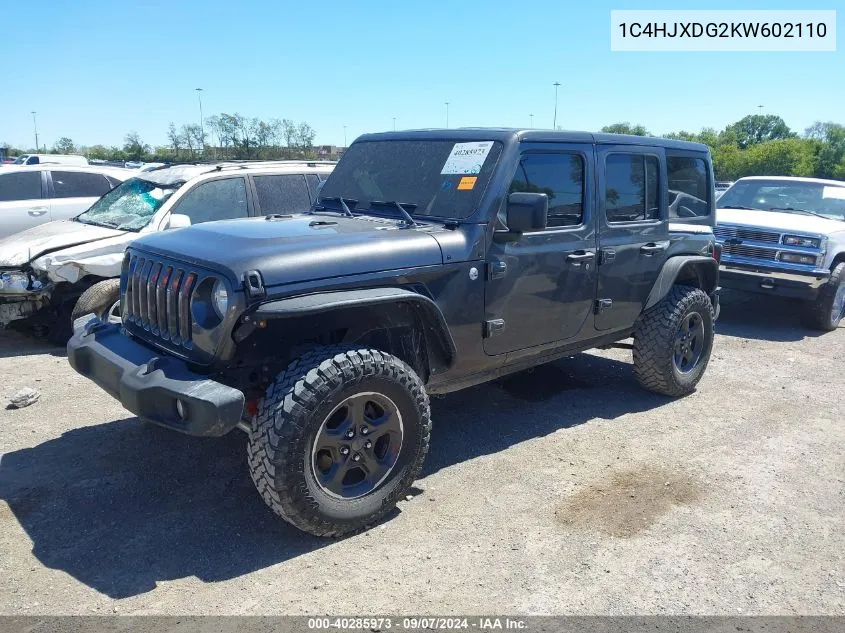 2019 Jeep Wrangler Unlimited Sport VIN: 1C4HJXDG2KW602110 Lot: 40285973