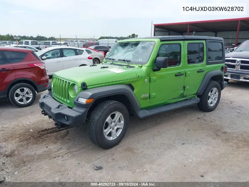 2019 Jeep Wrangler Unlimited Sport VIN: 1C4HJXDG3KW628702 Lot: 40292723