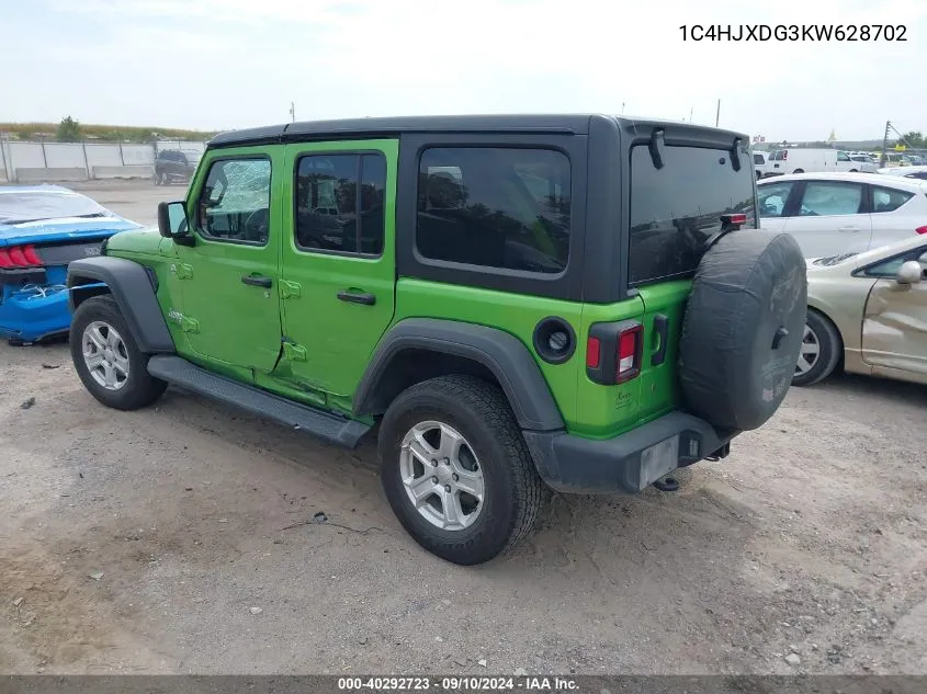 2019 Jeep Wrangler Unlimited Sport VIN: 1C4HJXDG3KW628702 Lot: 40292723