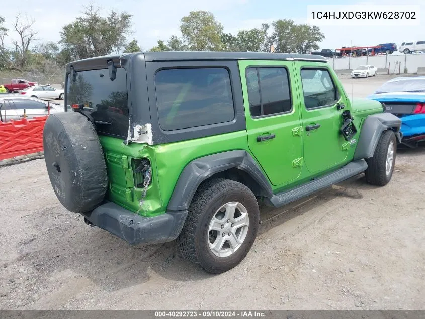 2019 Jeep Wrangler Unlimited Sport VIN: 1C4HJXDG3KW628702 Lot: 40292723