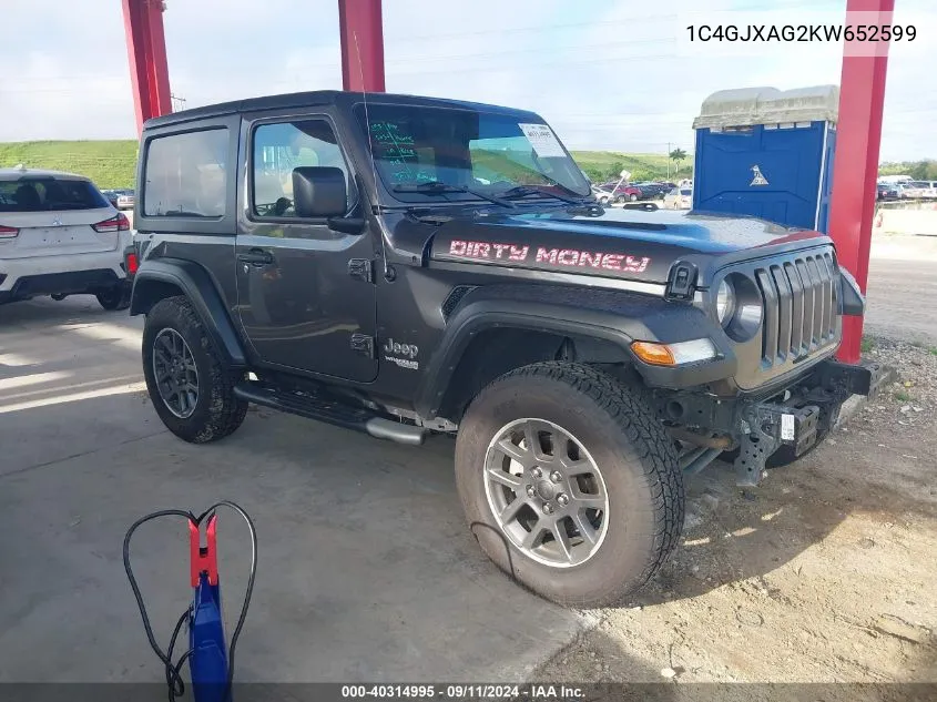 2019 Jeep Wrangler Sport VIN: 1C4GJXAG2KW652599 Lot: 40314995