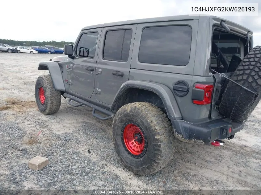 2019 Jeep Wrangler Unlimited Rubicon 4X4 VIN: 1C4HJXFG2KW626193 Lot: 40343875