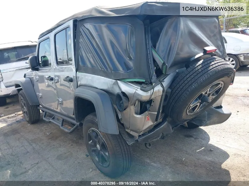 2019 Jeep Wrangler Unlimited Sport VIN: 1C4HJXDN6KW636386 Lot: 40370295