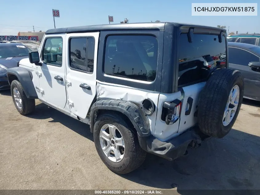 1C4HJXDG7KW51875 2019 Jeep Wrangler Unlimited Sport S 4X4