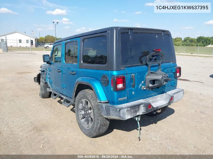 2019 Jeep Wrangler Unlimited Sahara 4X4 VIN: 1C4HJXEG1KW637395 Lot: 40392818