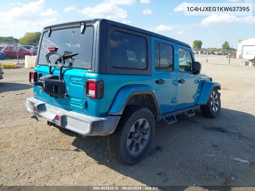 2019 Jeep Wrangler Unlimited Sahara 4X4 VIN: 1C4HJXEG1KW637395 Lot: 40392818