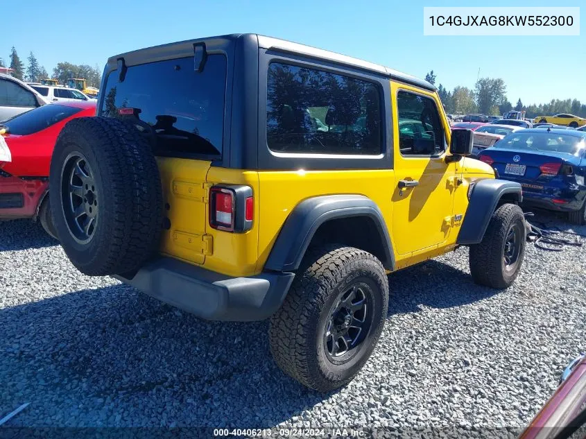 2019 Jeep Wrangler Sport S 4X4 VIN: 1C4GJXAG8KW552300 Lot: 40406213