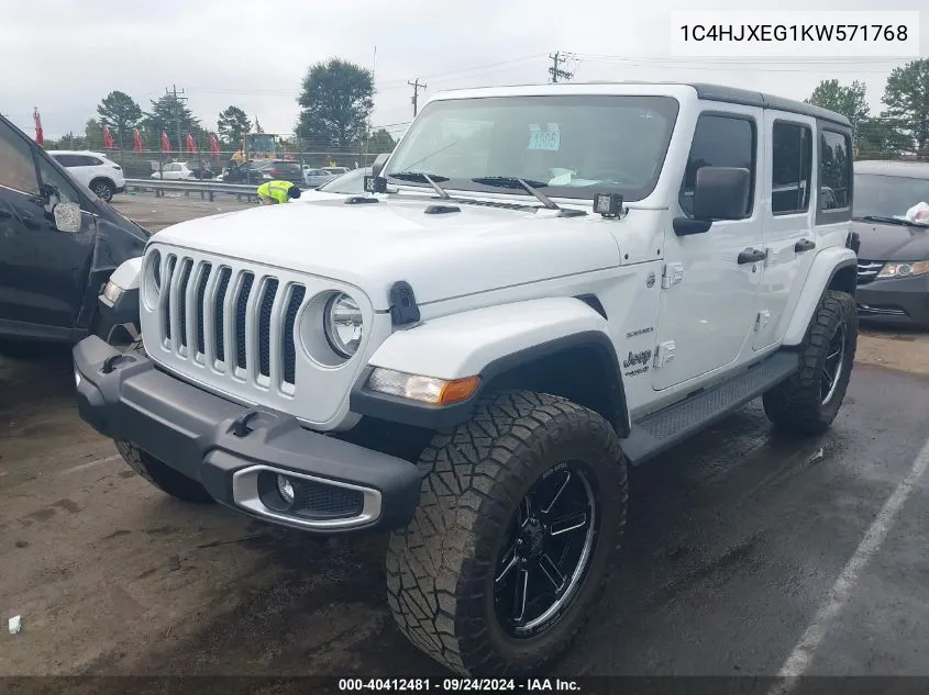 2019 Jeep Wrangler Unlimited Sahara 4X4 VIN: 1C4HJXEG1KW571768 Lot: 40412481