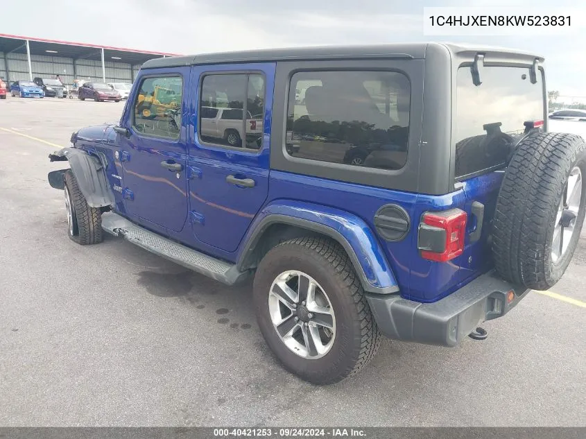 1C4HJXEN8KW523831 2019 Jeep Wrangler Unlimited Sahara 4X4