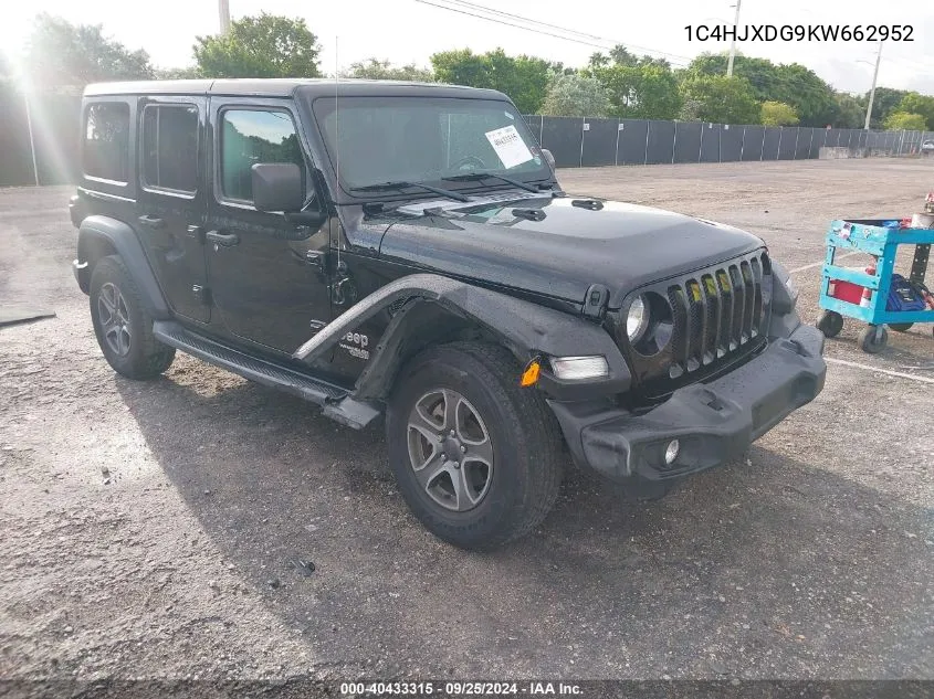 2019 Jeep Wrangler Unlimited Sport S 4X4 VIN: 1C4HJXDG9KW662952 Lot: 40433315