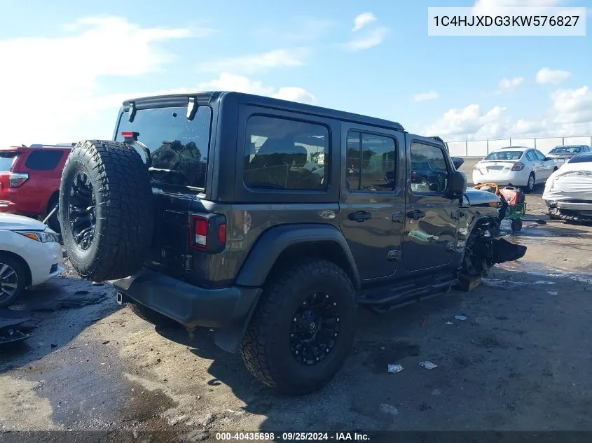 1C4HJXDG3KW576827 2019 Jeep Wrangler Unlimited Sport S 4X4