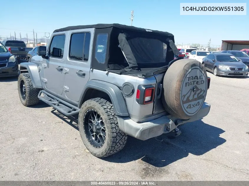 1C4HJXDG2KW551305 2019 Jeep Wrangler Unlimited Sport S 4X4