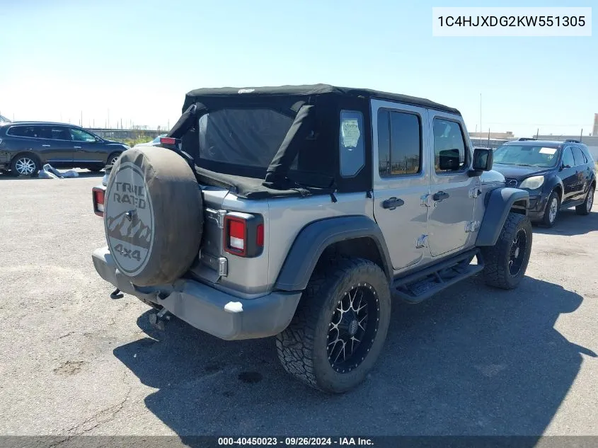 1C4HJXDG2KW551305 2019 Jeep Wrangler Unlimited Sport S 4X4