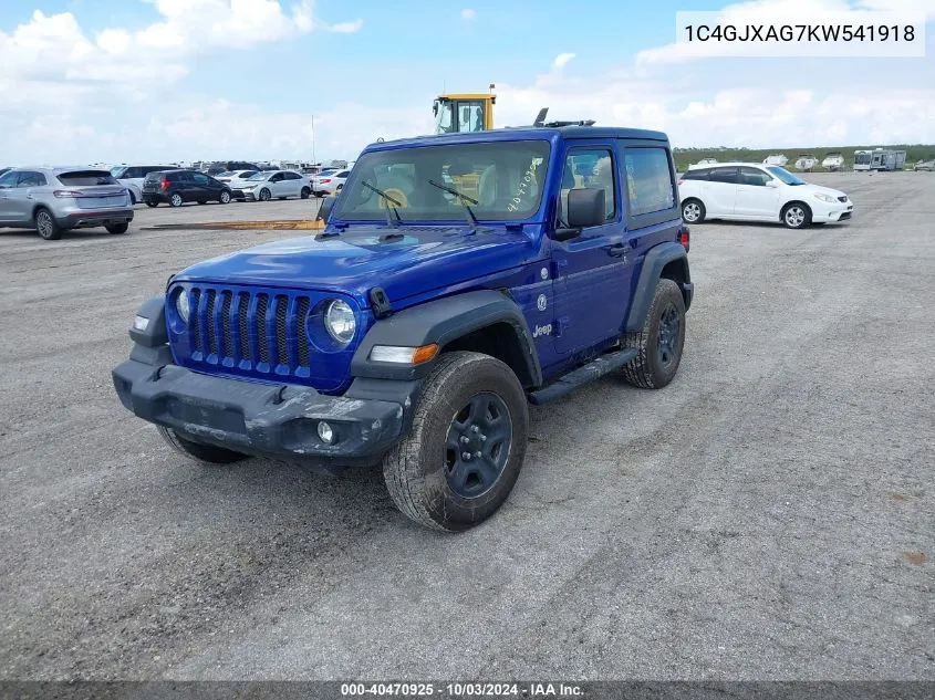 1C4GJXAG7KW541918 2019 Jeep Wrangler Sport 4X4