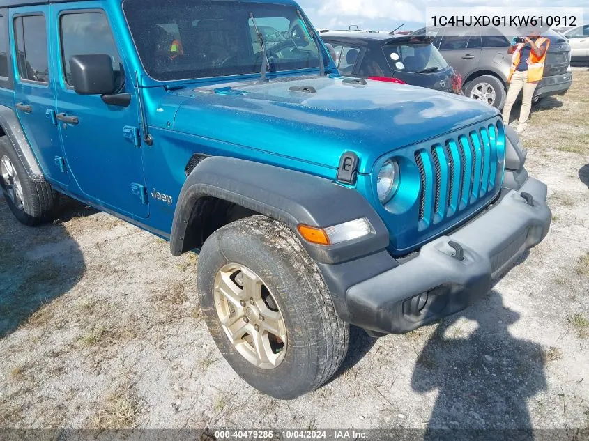 1C4HJXDG1KW610912 2019 Jeep Wrangler Unlimited Sport S 4X4