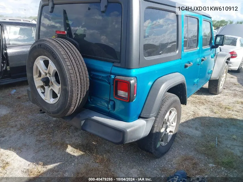 1C4HJXDG1KW610912 2019 Jeep Wrangler Unlimited Sport S 4X4