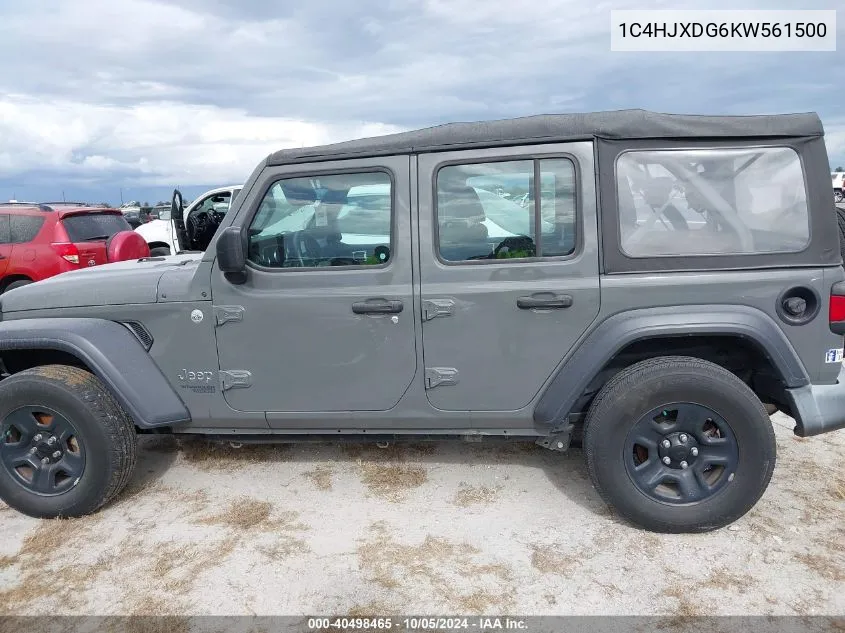 2019 Jeep Wrangler Unlimited Sport VIN: 1C4HJXDG6KW561500 Lot: 40498465