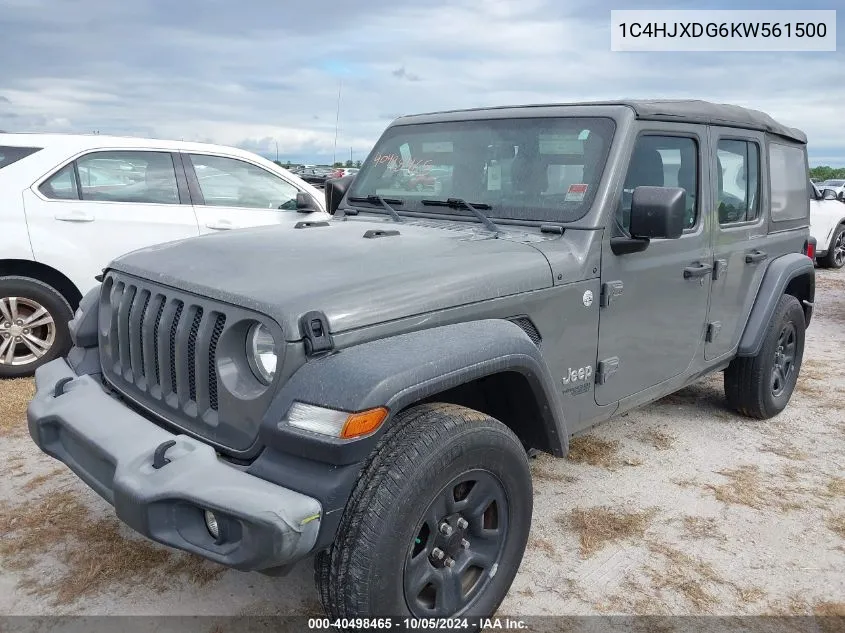 2019 Jeep Wrangler Unlimited Sport VIN: 1C4HJXDG6KW561500 Lot: 40498465