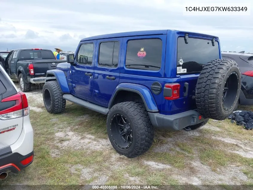 2019 Jeep Wrangler Unlimited Sahara 4X4 VIN: 1C4HJXEG7KW633349 Lot: 40505055