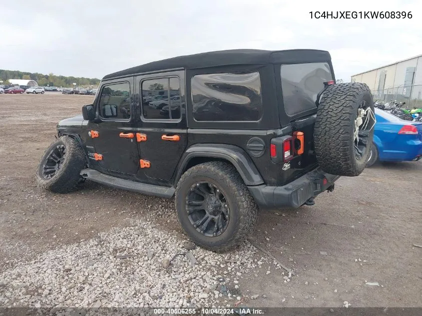 2019 Jeep Wrangler Unlimited Sahara VIN: 1C4HJXEG1KW608396 Lot: 40506255