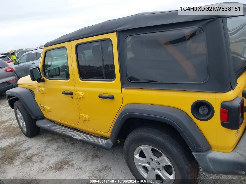 2019 Jeep Wrangler Unlimited Sport VIN: 1C4HJXDG2KW538151 Lot: 40517140