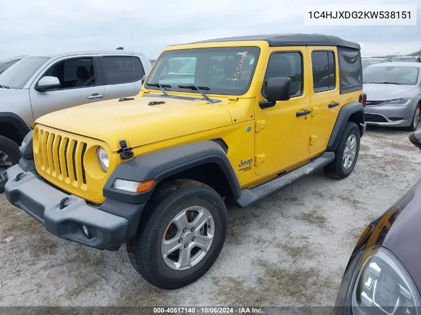 2019 Jeep Wrangler Unlimited Sport VIN: 1C4HJXDG2KW538151 Lot: 40517140