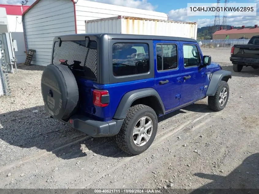 2019 Jeep Wrangler Unlimited Sport VIN: 1C4HJXDG1KW662895 Lot: 40521711