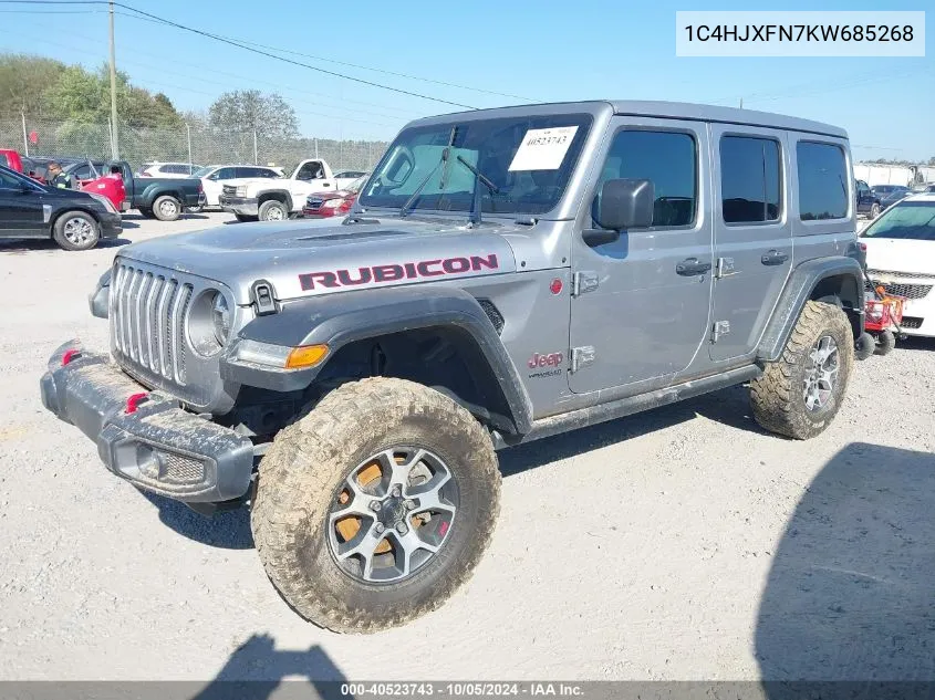 2019 Jeep Wrangler Unlimited Rubicon VIN: 1C4HJXFN7KW685268 Lot: 40523743